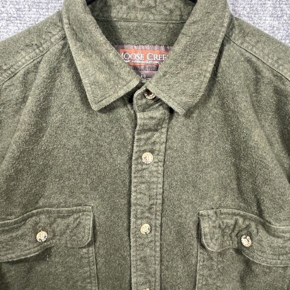 Vtg Moose Creek Legendary Flannel Shirt Mens Sz XL Green Solid Heavy EUC - Picture 2 of 11